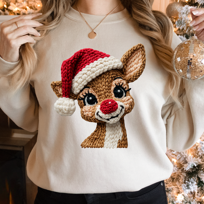 Cute Rudolph Crochet Dtf Shirt Transfer