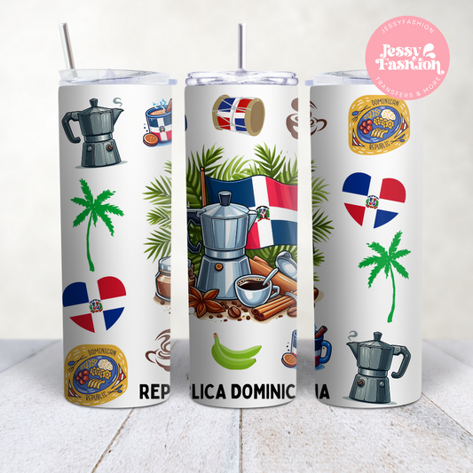 República Dominicana Cafetera Greca Sublimation Transfer Tumbler