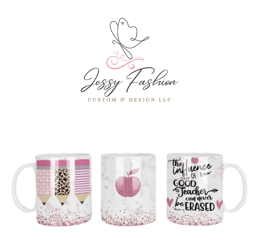 Pink teacher mug sublimation transfers
