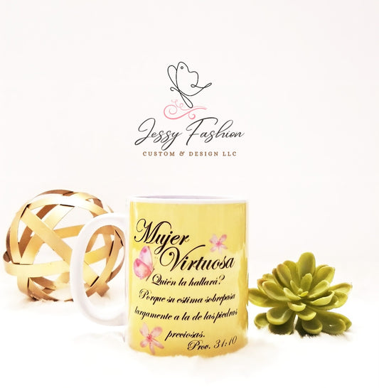 Mujer virtuosa mug sublimation transfers